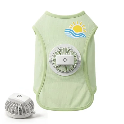 Size XL Dog Cooling Vest with Detachable Fan 3-Speed USB-C Rechargeable Breathable Mesh Summer Pet Apparel - Green