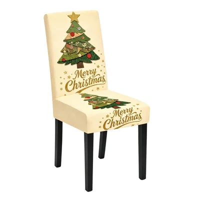 Weihnachtliche elastische Esszimmerstuhlabdeckung, staubdicht, dehnbar, für die Urlaubsheimdekoration - MB-202