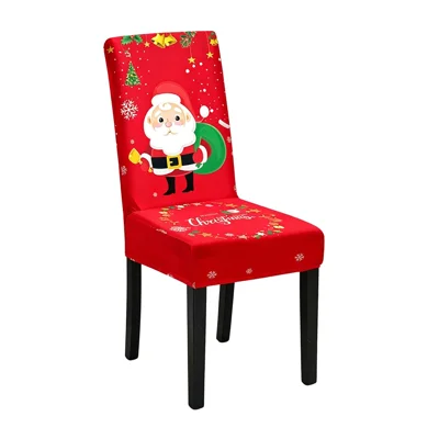 Weihnachtlicher Stretch-Stuhlabzug mit digitalem Druck, hochelastisch, atmungsaktiv, staubdicht, Schonbezug für Esszimmerdeko - SDYT01-5