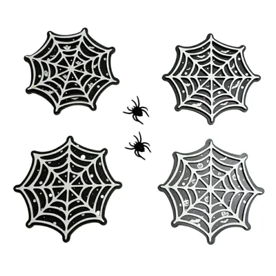 4 Unidades 10,5 cm Potes de Aranha 3D em MDF com Camadas, Resistentes ao Calor, Anti-derrapantes, para Decoração de Mesa - SCN367