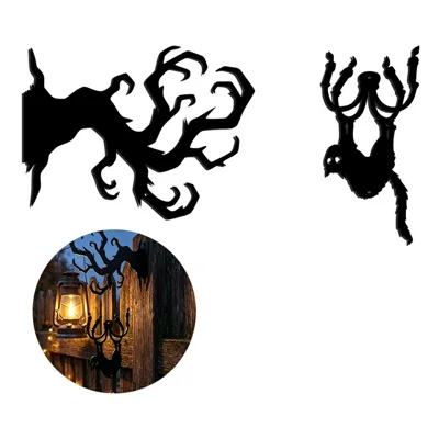 Klebe-Montage Acryl Halloween-Silhouette Hänge-Dekoration mit interaktivem Glöckchen für Veranda, Wand-Ecke und innere Eingangsbereiche - SCG871