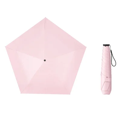 Lightweight 5-Rib Carbon Fiber Folding Umbrella UPF50+ 83cm Canopy for Sun and Rain - Pink
