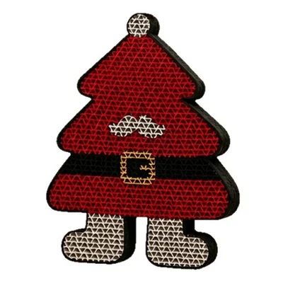 Christmas Design Cat Scratching Board High Density Corrugated Paper Black Felt Edging Wall Mountable Anti Tip Base Cat Toy - Christmas Tree