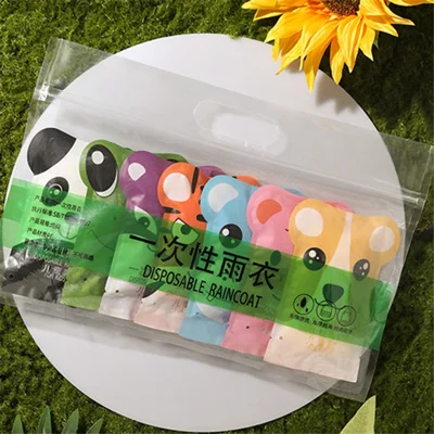 ETRAVEL yy08 7Pcs Kids Disposable PE Raincoat Waterproof Transparent Poncho - Mixture