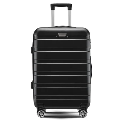 24-Inch Checked Luggage Case Pull Trolley Bag Suitcase Baggage, 39x26x64cm - Black