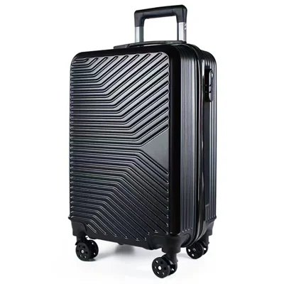 Stripe Design 20-inch ABS+PP Suitcase Silent Universal Wheels Travel Trolley Case, 36x23x50cm - Black