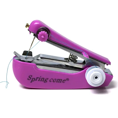 SPRING COME Manual Pocket Sewing Machine Mini Handheld Household Tailoring Machine - Purplish Red