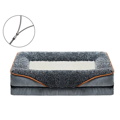 Dogs Cats Gift Bed S Size 50 x 40 x 9cm Pet Sofa with Removable Washable Cover All Seasons Comfort - Grey + White