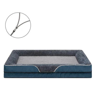 Dogs Cats Gift Bed L Size 100 x 60 x 16cm Pet Sofa with Removable Washable Cover All Seasons Comfort - Blue