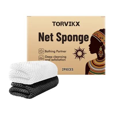 TORVIKX 2 piezas/juego Toalla exfoliante para el cuerpo Toalla de baño de doble cara con tejido hexagonal Juego de 2 piezas - 2 piezas