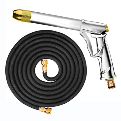 SUITU R-2383 Tuyau d'eau haute tension de 30 m Buse de pistolet de pulvérisation à haute pression Ensemble pour le lavage de voiture, le jardinage extérieur, la douche pour animaux de compagnie - Argent