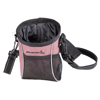 Dog Treat Pouch Pet Training Bag Shoulder Bag Waist Bag Tote Carry Kibble Snacks Toys for Dog Pet Training Walking - Pink