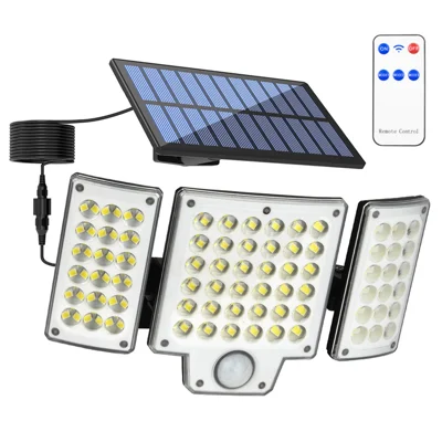 TG-TY01037 216 LED 3-Head Solar Powered Wall Light with Remote Control Waterproof Garden Lamp, Large Panel