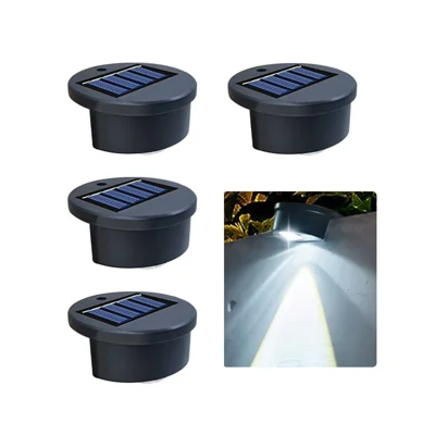 4Pcs Solar Step Lights Outdoor Garden Stair Lamps Waterproof Decorative Lighting for Pathway Patio Deck - White Light