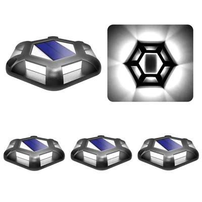 TS-G7008 4Pcs Solar Ground Lights for Lawn Stairs Pathway Deck Waterproof Outdoor Landscape Lamp - Black Shell+White Light