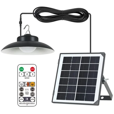 Podwieszana lampa solarna z jednym głowicą, odporna na wodę IP65, z czujnikiem ruchu, sterowana pilotem, do garażu