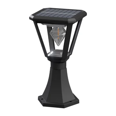 Solar Powered Post Cap Light with Trophy Base 30W 2700K Warm White COB Outdoor Garden Pillar Landscape Lamp