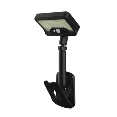 Solar Powered Garden Light IP65 Waterproof 92-LED PIR Motion Sensor Clip-on Outdoor Yard Lamp - Black/White Light