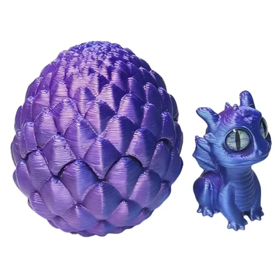 Jeu de Œufs de Dragon Imprimés en 3D, Œufs à Ouverture avec Mini Dragons, Figurines en PLA Emballées Individuellement pour Décoration de Bureau - Violet