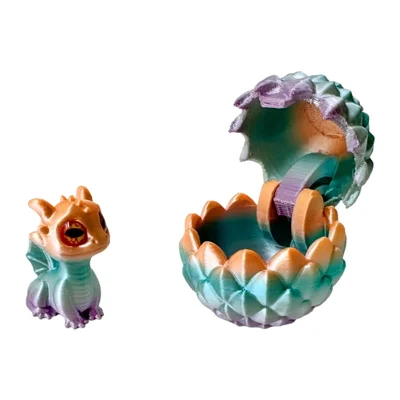 Lot de jouets 3D imprimés Oeuf de dragon et bébé dragon, figurine en PLA emballée individuellement pour décoration d'intérieur - Orange bonbon