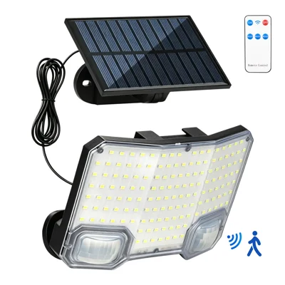 TG-TY19502 144-LED Solar Bewegungsmelder Wandlampe 3 Modi Fernbedienung Wasserdichte Außenleuchte für Garten Terrasse