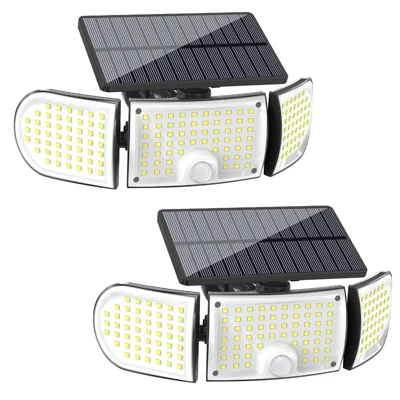 YY-21603 2Pcs Solar Wall Lights 160-LED 600 Lumens Motion Sensor IP65 Waterproof Outdoor Security Lamp for Garage Yard