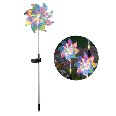 Solarbetriebene bunte Pinwheel-Leuchte, farbige LED-Windmühle, wetterfeste Dekorationsleuchte für Garten und Rasen – Bunte Beleuchtung