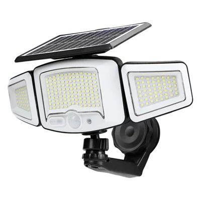 P74 Solar Motion Sensor Magnetic Wall Light Dual Charging 3-Head 231-LED Outdoor Wall Lamp