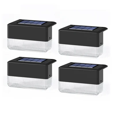 4Pcs Solar Powered Fence Light IP55 Waterproof Dual Modes 3000K Warm White RGB LED Garden Stair Railing Lamp