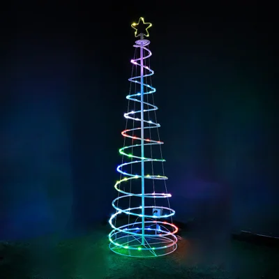 1.8m LED Spiral Tree Light RGB Remote Control IP44 Waterproof PVC Outdoor Christmas Decoration