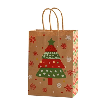 25Pcs 27x21x11cm Kraft Paper Candy Bag with Rope Handles for Christmas Eve Apple Gifts - 022/2