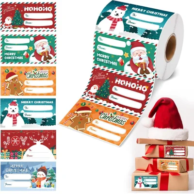 180 Unidades/Rolo de Etiquetas Decorativas de Natal, Selos para Embalagem de Presentes, DIY, Assar, Etiquetas para Caixas de Embalagem