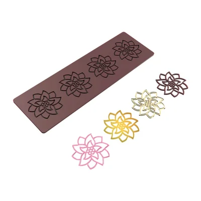 Molde de Silicona para Chocolate de Navidad, Molde para Hornear de Grado Alimenticio con Diseños Navideños, Herramienta para Decorar Pasteles (sin BPA, sin FDA) - Poinsettia Marrón