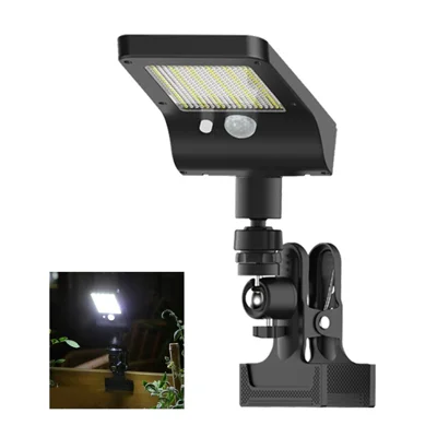 P48 Solar-Powered Clamp Motion Sensor Light 60-LED IP44 Waterproof Outdoor Light - White Light