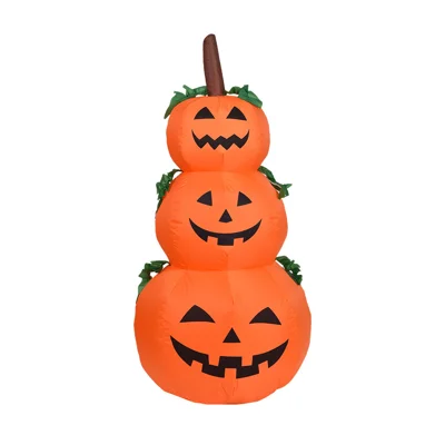 1,2 m 3-Kürbis-Geistergesicht Aufblasbares Dekoration 12 V LED Mit eingebautem Gebläse für Halloween Outdoor-Dekoration - EU-Stecker