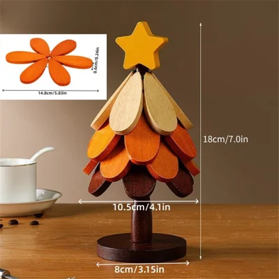 4 uds. / juego de alfombrillas aislantes de calor en forma de árbol de Navidad, alfombrilla plegable de madera gruesa, protección contra quemaduras, posavasos para ollas y tazas, diseño de estrella