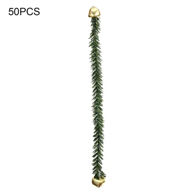 50 uds. 30 cm Guirnalda Navideña con Campanas, Aguja de Pino Artificial para Árbol de Navidad, Barandilla de Escalera, Envoltorio de Regalo - Campana Amarilla