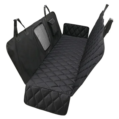 LDLC CZD-U-03 Car Rear Seat Protective Cover Waterproof Oxford Cloth Pet Dog Car Back Seat Cushion Mat with Mesh Window - Black