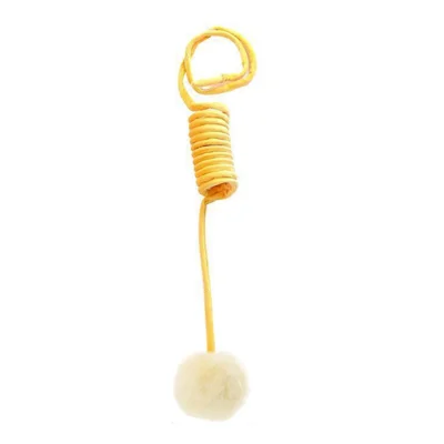 TG-CTOY0086 Cat Spring Toy Hanging Stretchable Spring with Pompom Bell Soft Plush Pet Interactive Toy Gift ST - Yellow