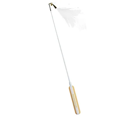 AIWO Cat Wand Interactive Cat Teaser Feather Wand Kitten Pet Having Fun Exerciser Playing Toy - Yellow