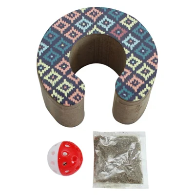 Magic Organ Cat Scratching Board with Bell Corrugated Paper Interactive Claw Grinding Toy ST - Retroflex Pattern