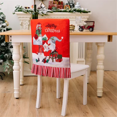 Christmas Pattern Dining Chair Slipcover Cloth Sleeve Chair Back Cover Protector for Home Dining Room - Stripe
