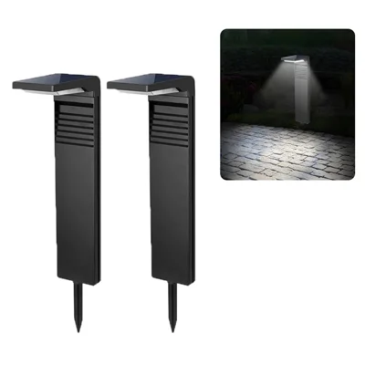 YH0801 2PCS Solar Powered Lamp Waterproof Garden Grass Lawn Light with Stake - White Light