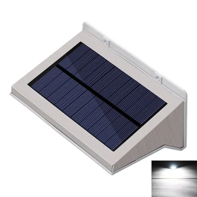 YH0609-PIR Solar-Powered Motion Sensor LED Wall Light, Stainless Steel Patio Outdoor Perimeter Courtyard Lamp - Warm White