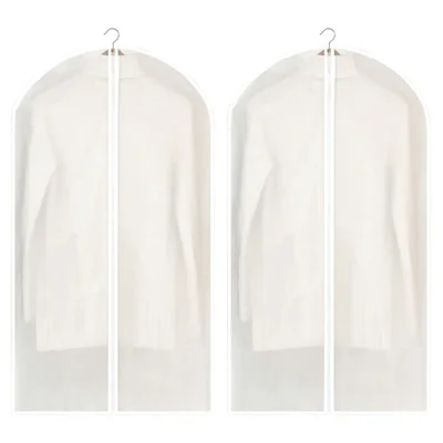 2PCS Garment Bags for Hanging Clothes 60x100cm PEVA Clothes Dust Cover for Coat, Sweater, Jacket - White