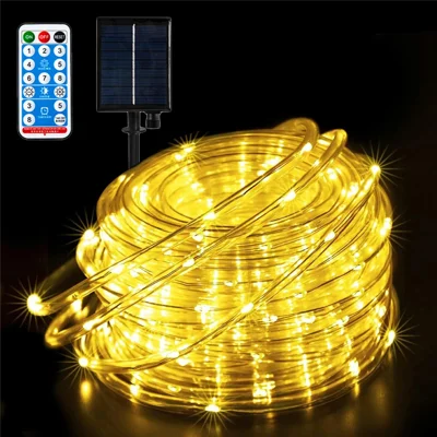 7m 50 LED 8 Modes Solar String Light PVC Copper Wire Holiday Decorative Lamp with Remote Control - Warm Color