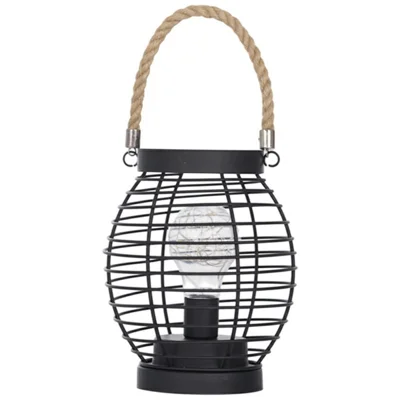 Retro Hollow Out Iron Art Round Handheld Lantern Portable LED Copper Wire Bulb Table Lamp