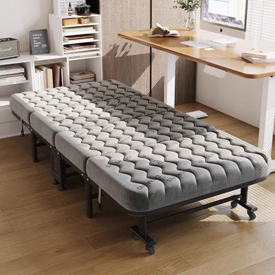 190x80CM 3CM Thickness Single Folding Bed with 8 Wheels for Office / Dorm / Hotel / Hospital Companion Bed