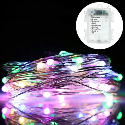 10m 100-LED Copper Wire String Lights 8 Modes Empty Battery Box Waterproof Remote Control Fairy Lamp for Party Christmas Decoration - Colorful