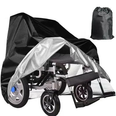 Schutzhülle Größe XL 115x75x130 cm für manuelle und elektrische Rollstühle, 210D Oxford-Stoff, wasserdicht, UV-schützend – Schwarz